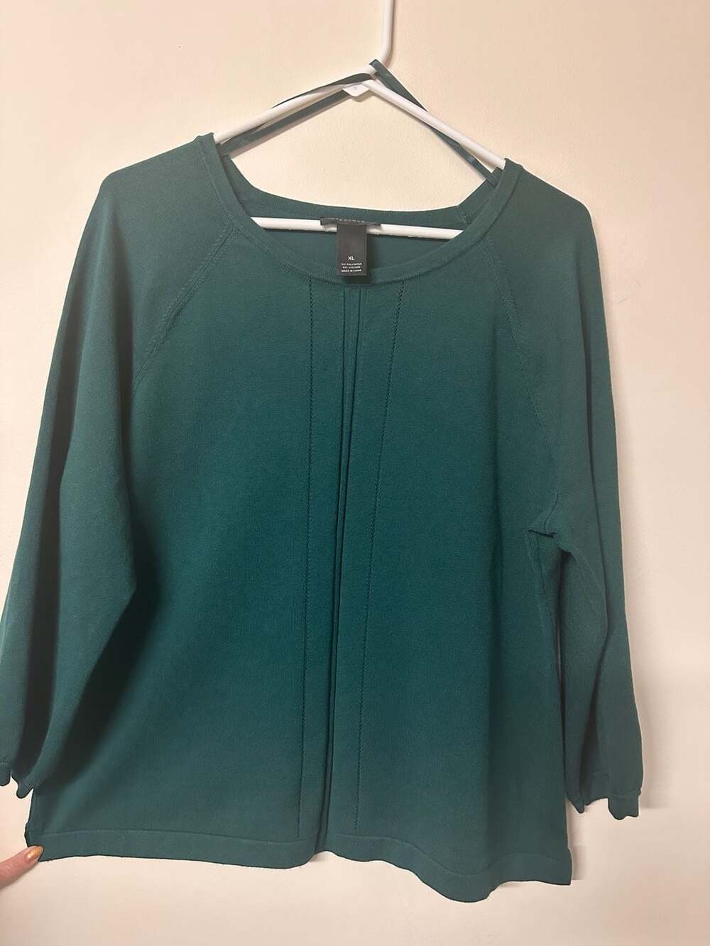 Investments Sweater Size XL Green 3/4 Length Sleeve Knit Top